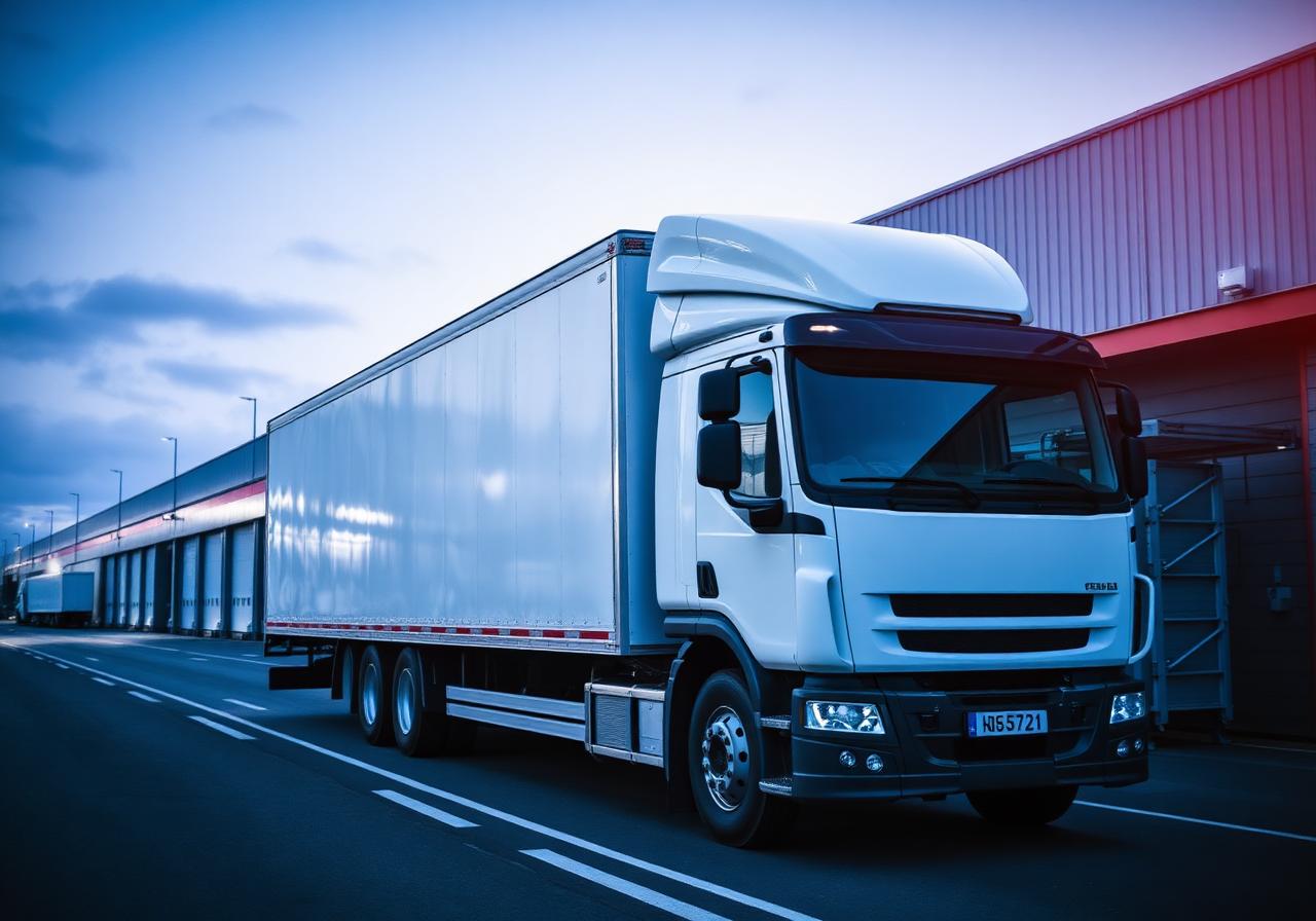 Refrigerated cold-chain delivery truck at distribution centre