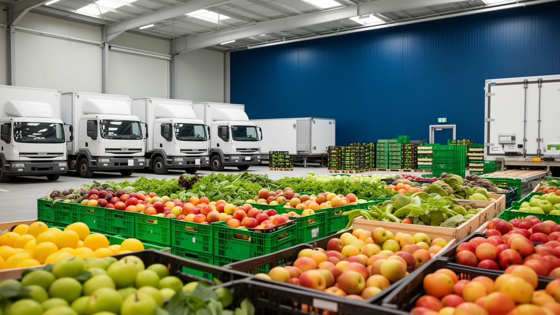 Foodup Supermart warehouse with fresh produce and refrigerated distribution fleet